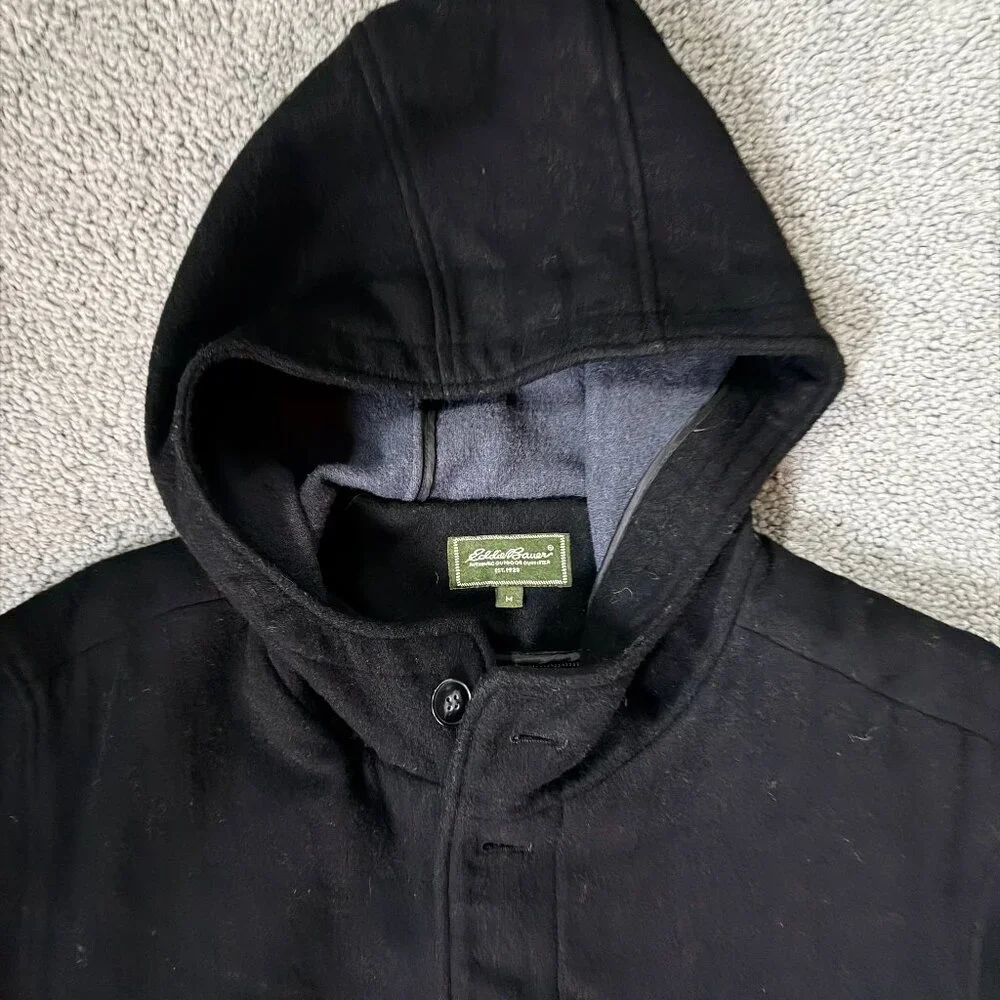 Vintage 1990's Eddie Bauer Men's Size Med. Wool-blend Hooded Duffle Coat - EUC - Picture 3 of 14
